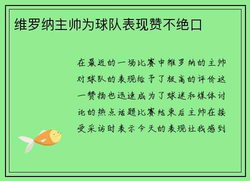维罗纳主帅为球队表现赞不绝口